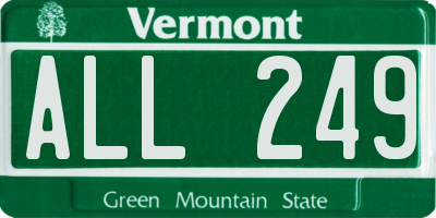 VT license plate ALL249