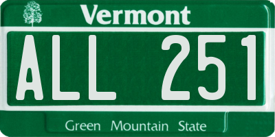 VT license plate ALL251