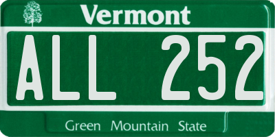 VT license plate ALL252
