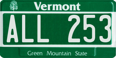 VT license plate ALL253