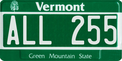 VT license plate ALL255