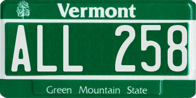 VT license plate ALL258