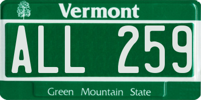 VT license plate ALL259