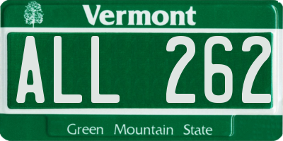 VT license plate ALL262