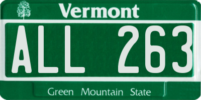 VT license plate ALL263