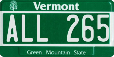 VT license plate ALL265