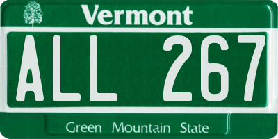 VT license plate ALL267