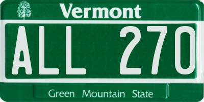 VT license plate ALL270