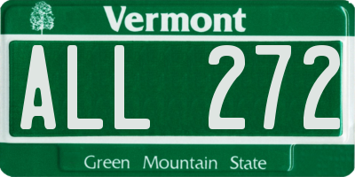 VT license plate ALL272
