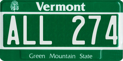 VT license plate ALL274