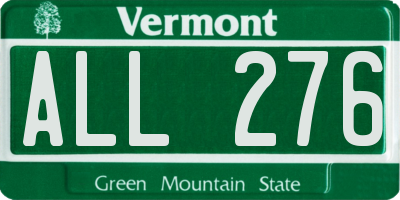 VT license plate ALL276