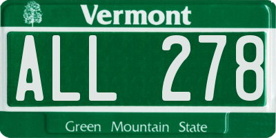 VT license plate ALL278