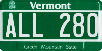 VT license plate ALL280