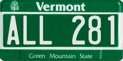 VT license plate ALL281