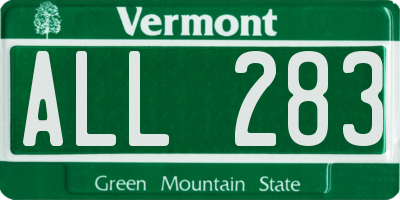 VT license plate ALL283