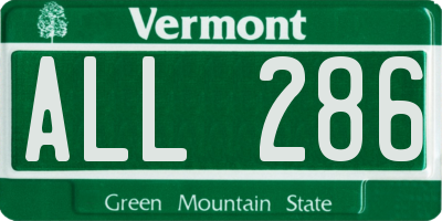 VT license plate ALL286
