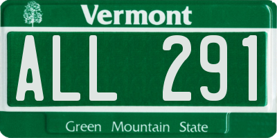 VT license plate ALL291