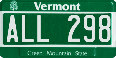 VT license plate ALL298