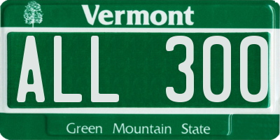VT license plate ALL300