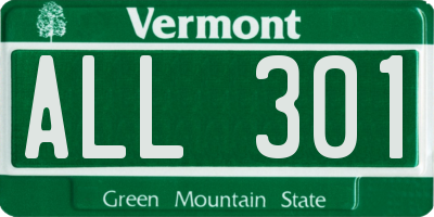 VT license plate ALL301