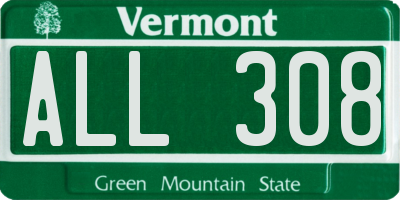 VT license plate ALL308
