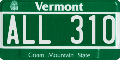 VT license plate ALL310