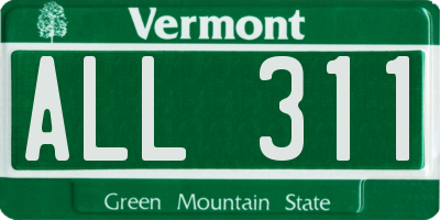 VT license plate ALL311