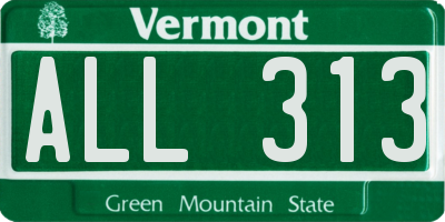 VT license plate ALL313
