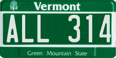 VT license plate ALL314