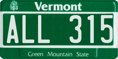 VT license plate ALL315