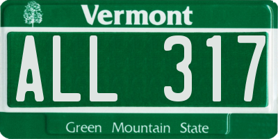 VT license plate ALL317