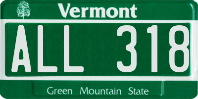 VT license plate ALL318