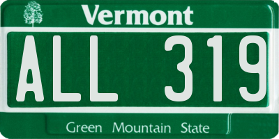 VT license plate ALL319