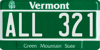 VT license plate ALL321