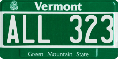 VT license plate ALL323