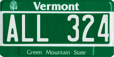 VT license plate ALL324