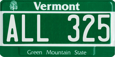 VT license plate ALL325