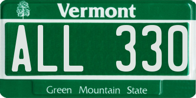 VT license plate ALL330