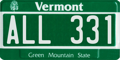 VT license plate ALL331