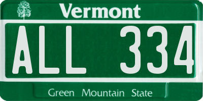 VT license plate ALL334
