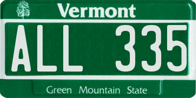 VT license plate ALL335