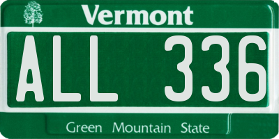VT license plate ALL336