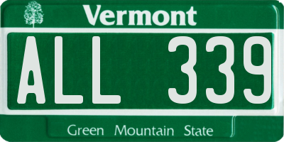 VT license plate ALL339