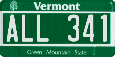 VT license plate ALL341