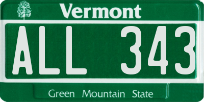 VT license plate ALL343