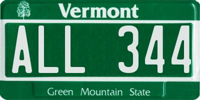 VT license plate ALL344