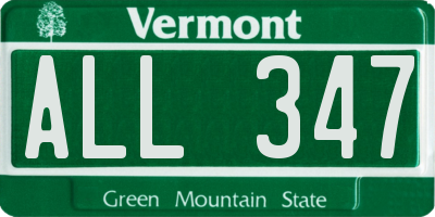 VT license plate ALL347