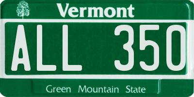 VT license plate ALL350