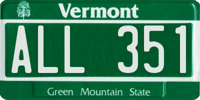 VT license plate ALL351