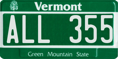 VT license plate ALL355
